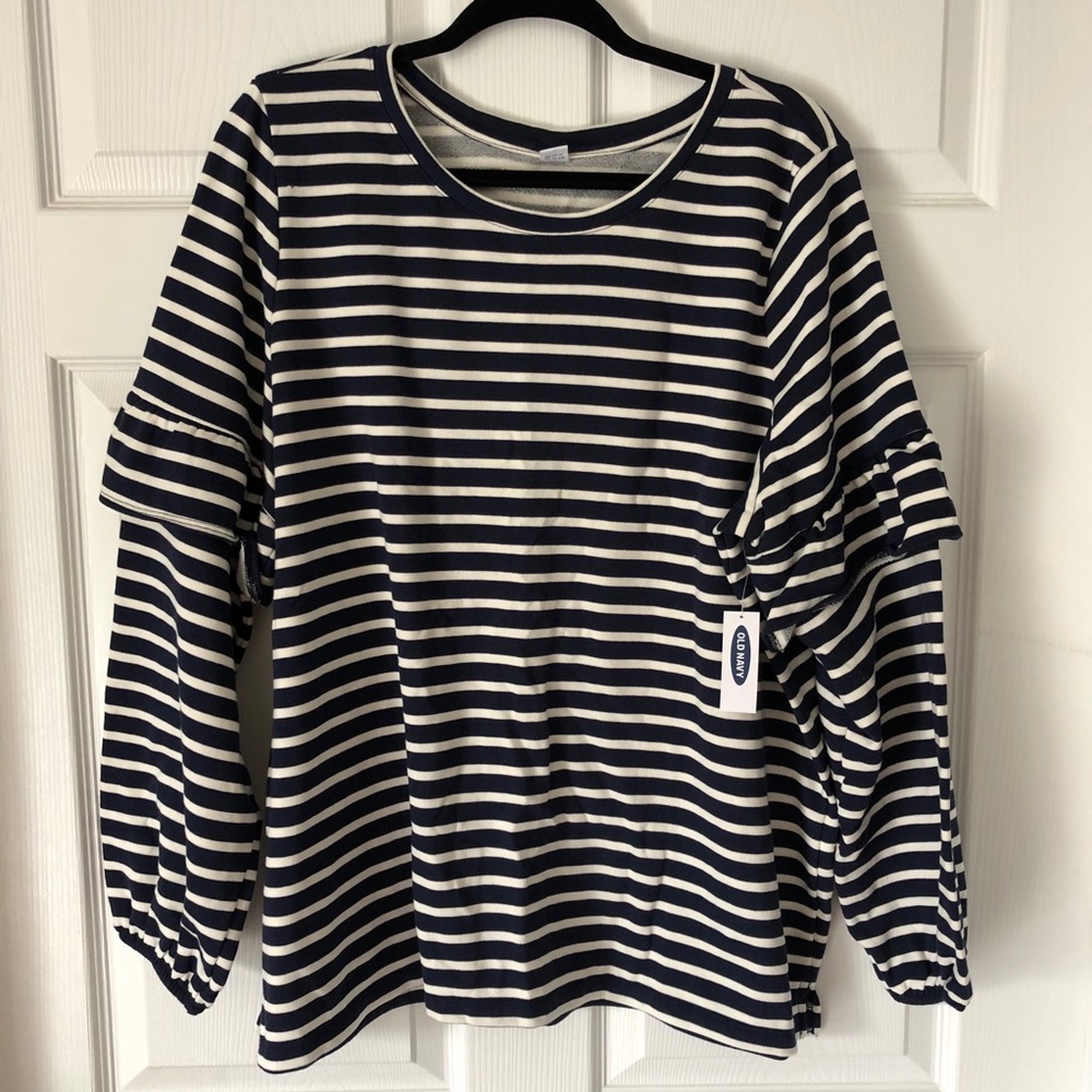 OLD NAVY | Ruffle Long Sleeve Terry Sweatshirt